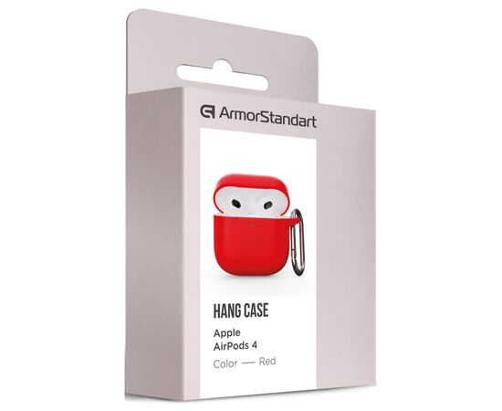 Чехол для наушников Armorstandart Hang Case для Apple AirPods 4 Red (ARM81293), изображение 3 Чехол для наушников Armorstandart Hang Case для Apple AirPods 4 Red (ARM81293), изображение 3
