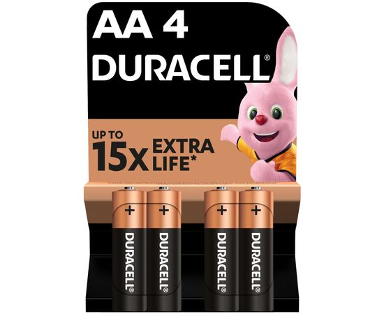 Батарейка Duracell AA лужні 4 шт. в упаковці (5000394052536 / 81551270)