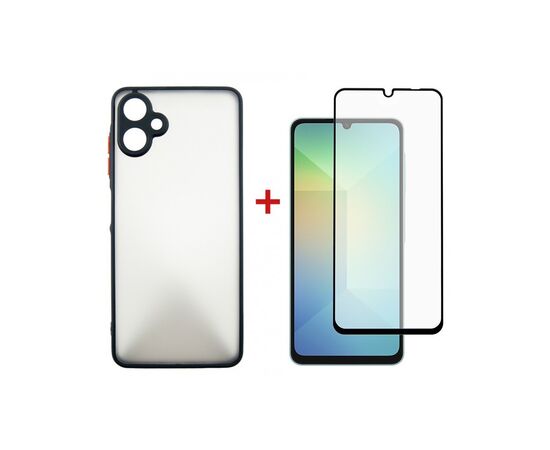 Чохол до мобільного телефона Dengos Kit Samsung Galaxy A06 case Matte + glass (Black) (DG-KM-126)