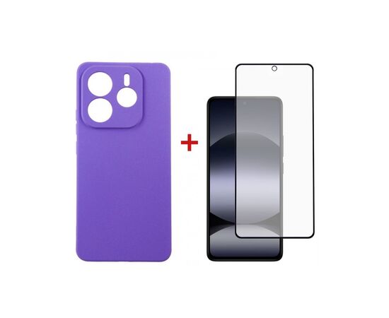 Чехол для мобильного телефона Dengos Kit Xiaomi Redmi Note 14 case Carbon + glass (Purple) (DG-KM-129)