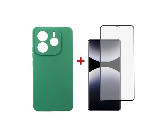 Чехол для мобильного телефона Dengos Kit Xiaomi Redmi Note 14 case Soft + glass (Mint) (DG-KM-131)