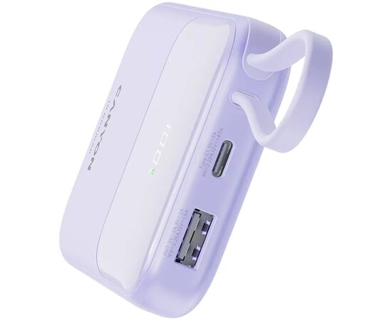 Батарея универсальная Canyon 10000mAh OnPower 101 PD/22.5W built-in cable Purple (CNS-CPB101PU), изображение 6 Батарея универсальная Canyon 10000mAh OnPower 101 PD/22.5W built-in cable Purple (CNS-CPB101PU), изображение 6