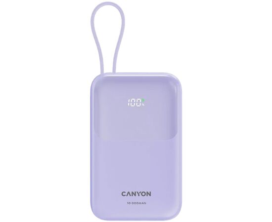 Батарея универсальная Canyon 10000mAh OnPower 101 PD/22.5W built-in cable Purple (CNS-CPB101PU)