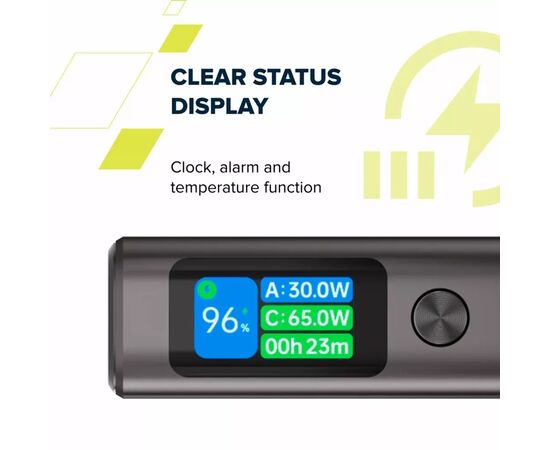 Батарея универсальная Canyon 20000mAh OnPower 230 TFT PD/130W Dark Grey (CNS-CPB230DG), изображение 10 Батарея универсальная Canyon 20000mAh OnPower 230 TFT PD/130W Dark Grey (CNS-CPB230DG), изображение 10
