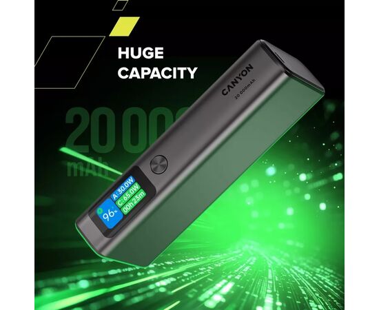 Батарея универсальная Canyon 20000mAh OnPower 230 TFT PD/130W Dark Grey (CNS-CPB230DG), изображение 12 Батарея универсальная Canyon 20000mAh OnPower 230 TFT PD/130W Dark Grey (CNS-CPB230DG), изображение 12