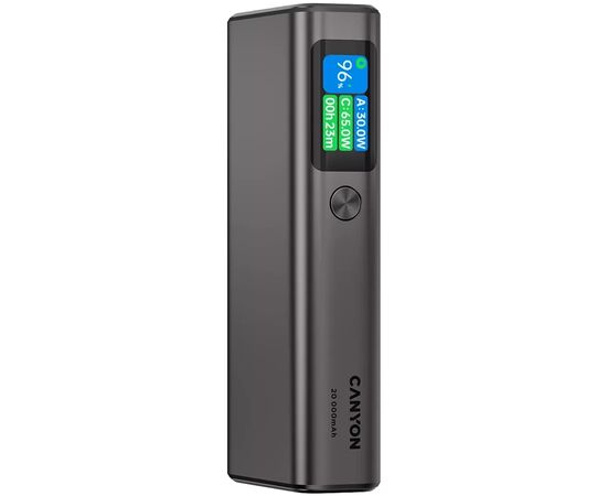 Батарея универсальная Canyon 20000mAh OnPower 230 TFT PD/130W Dark Grey (CNS-CPB230DG), изображение 2 Батарея универсальная Canyon 20000mAh OnPower 230 TFT PD/130W Dark Grey (CNS-CPB230DG), изображение 2
