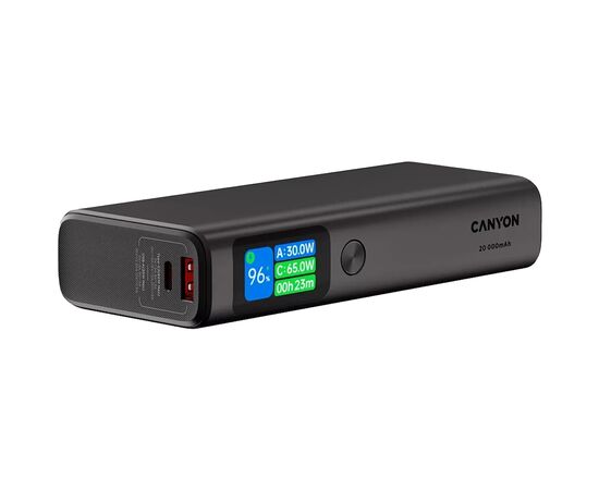 Батарея универсальная Canyon 20000mAh OnPower 230 TFT PD/130W Dark Grey (CNS-CPB230DG), изображение 5 Батарея универсальная Canyon 20000mAh OnPower 230 TFT PD/130W Dark Grey (CNS-CPB230DG), изображение 5