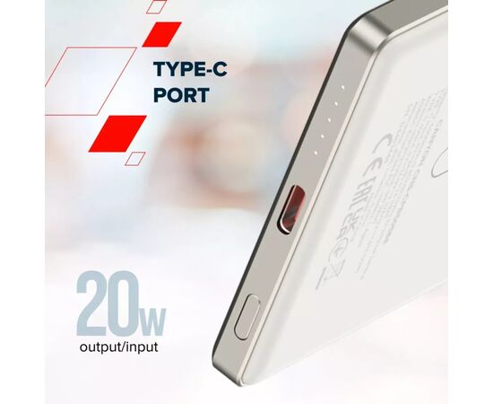 Батарея универсальная Canyon 5000mAh OnPower 505 slim Magsafe PD/20W Beige (CNS-CPB505BE), изображение 8 Батарея универсальная Canyon 5000mAh OnPower 505 slim Magsafe PD/20W Beige (CNS-CPB505BE), изображение 8