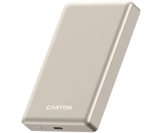 Батарея универсальная Canyon 10000mAh OnPower 510 slim Magsafe PD/20W Beige (CNS-CPB510BE), изображение 2 Батарея универсальная Canyon 10000mAh OnPower 510 slim Magsafe PD/20W Beige (CNS-CPB510BE), изображение 2