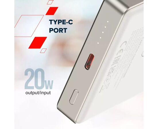 Батарея универсальная Canyon 10000mAh OnPower 510 slim Magsafe PD/20W Beige (CNS-CPB510BE), изображение 8 Батарея универсальная Canyon 10000mAh OnPower 510 slim Magsafe PD/20W Beige (CNS-CPB510BE), изображение 8