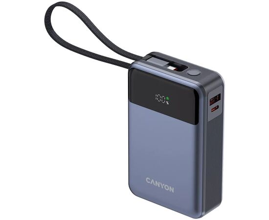 Батарея универсальная Canyon 20000mAh OnPower 600 PD/65W built-in cable Dark Grey (CNS-CPB600DG), изображение 3 Батарея универсальная Canyon 20000mAh OnPower 600 PD/65W built-in cable Dark Grey (CNS-CPB600DG), изображение 3