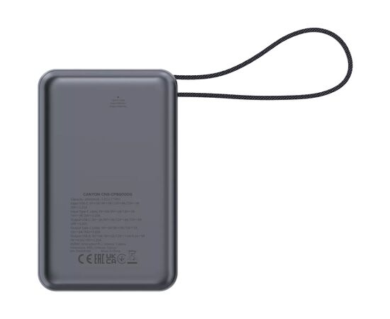 Батарея универсальная Canyon 20000mAh OnPower 600 PD/65W built-in cable Dark Grey (CNS-CPB600DG), изображение 5 Батарея универсальная Canyon 20000mAh OnPower 600 PD/65W built-in cable Dark Grey (CNS-CPB600DG), изображение 5