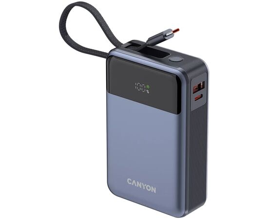 Батарея универсальная Canyon 20000mAh OnPower 600 PD/65W built-in cable Dark Grey (CNS-CPB600DG), изображение 6 Батарея универсальная Canyon 20000mAh OnPower 600 PD/65W built-in cable Dark Grey (CNS-CPB600DG), изображение 6