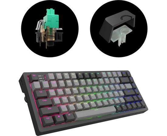 Клавиатура Dark Project KD83A PBT Mechanical Gateron Cap Teal USB Black/Gray (KB-GCT-871-100004), изображение 6 Клавиатура Dark Project KD83A PBT Mechanical Gateron Cap Teal USB Black/Gray (KB-GCT-871-100004), изображение 6