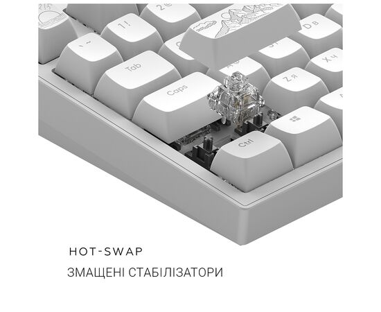 Клавиатура Dark Project ALU81 Terra Nostra PBT RGB Mech G3MS Moonstone White (DPKB_NOSTRA_81_ANSI_WHITE_UA), изображение 8 Клавиатура Dark Project ALU81 Terra Nostra PBT RGB Mech G3MS Moonstone White (DPKB_NOSTRA_81_ANSI_WHITE_UA), изображение 8