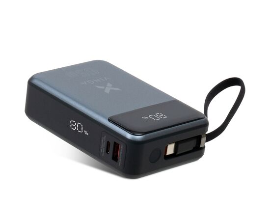 Батарея универсальная Vinga 20000 mAh 65W Display USB-C Cable Grey (VPBB2065C), изображение 2 Батарея универсальная Vinga 20000 mAh 65W Display USB-C Cable Grey (VPBB2065C), изображение 2