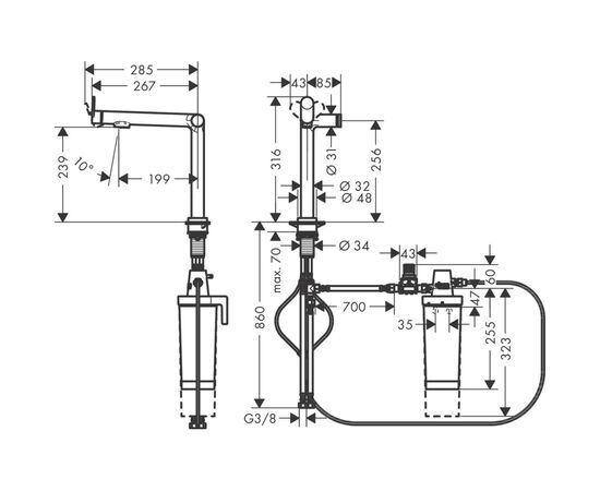 Смеситель Hansgrohe Aqittura M91 , під сталь (76804800), изображение 3 Смеситель Hansgrohe Aqittura M91 , під сталь (76804800), изображение 3