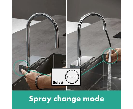 Смеситель Hansgrohe Aquno Select M81 , 22 см, хром (73837000), изображение 3 Смеситель Hansgrohe Aquno Select M81 , 22 см, хром (73837000), изображение 3