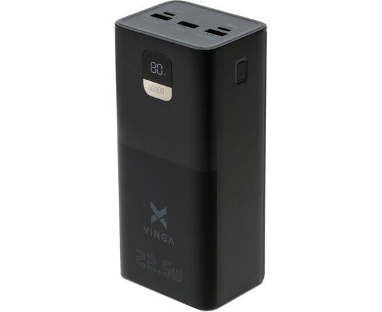 Батарея универсальная Vinga 40000 mAh 22.5W Display Black (VPBB4022)