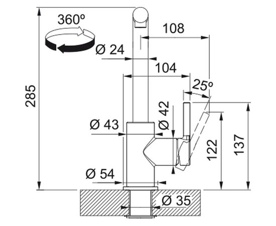 Смеситель Franke Lina L Pull Out, 254 мм , хром-чорний (115.0712.435), изображение 3