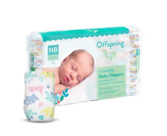 Подгузники Offspring Dinoland, розмір NB, до 4 кг 56 шт (DP-OI-FAT-NB56P-DNL)