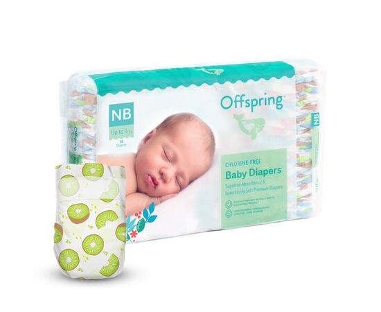 Подгузники Offspring Hairykiwi, розмір NB, до 4 кг 56 шт (DP-OI-FAT-NB56P-HKW)