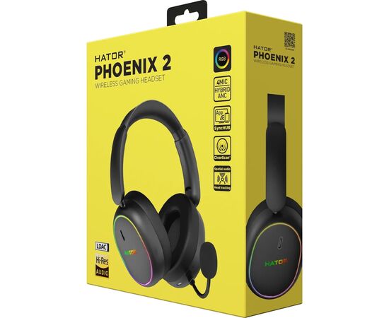 Наушники Hator Phoenix 2 Wireless Hi-Res SyncHUB connection Black (ESH40), изображение 8 Наушники Hator Phoenix 2 Wireless Hi-Res SyncHUB connection Black (ESH40), изображение 8