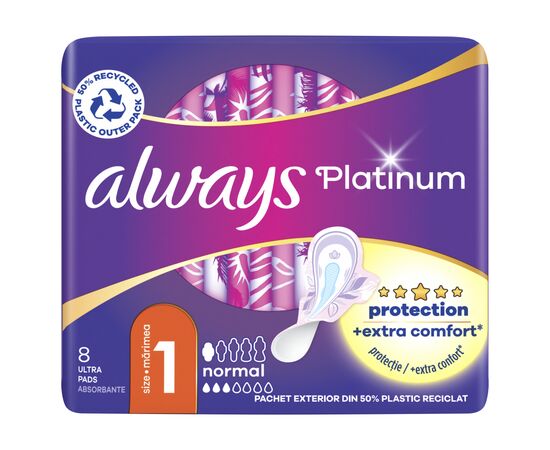 Гигиенические прокладки Always Platinum Normal (Размер 1) 8 шт. (8001090444875), изображение 2 Гигиенические прокладки Always Platinum Normal (Размер 1) 8 шт. (8001090444875), изображение 2