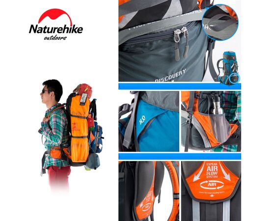 Рюкзак туристический Naturehike NH70B070-B 70+5 л Orange (6927595709016), изображение 3 Рюкзак туристический Naturehike NH70B070-B 70+5 л Orange (6927595709016), изображение 3