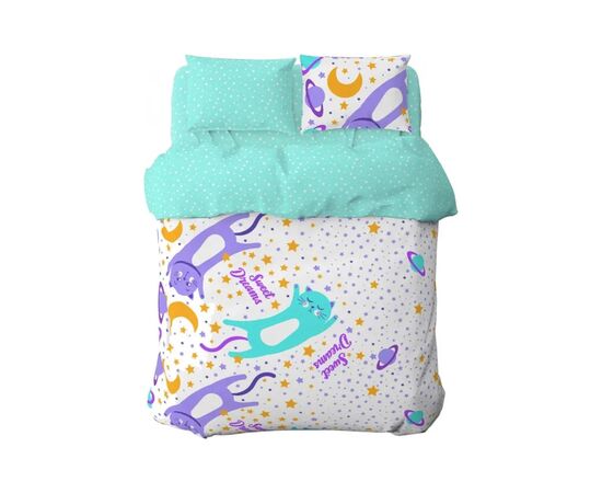Детский постельный набор Home Line Коты и зори (бирюзовый) (162249), изображение 2 Детский постельный набор Home Line Коты и зори (бирюзовый) (162249), изображение 2