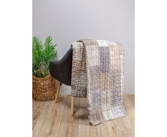 Покрывало Home Line Прямоугольники стеганое (бежевый/коричневый) 210х240 (178343), изображение 2 Покрывало Home Line Прямоугольники стеганое (бежевый/коричневый) 210х240 (178343), изображение 2
