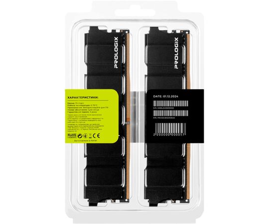 Модуль памяти для компьютера DDR4 32GB (2x16GB) 3200 MHz Black Prologix (PRO32GB3200B4K), изображение 7 Модуль памяти для компьютера DDR4 32GB (2x16GB) 3200 MHz Black Prologix (PRO32GB3200B4K), изображение 7