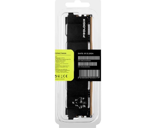 Модуль памяти для компьютера DDR4 8GB 32GB 3200 MHz Black Prologix (PRO8GB3200B4), изображение 5 Модуль памяти для компьютера DDR4 8GB 32GB 3200 MHz Black Prologix (PRO8GB3200B4), изображение 5