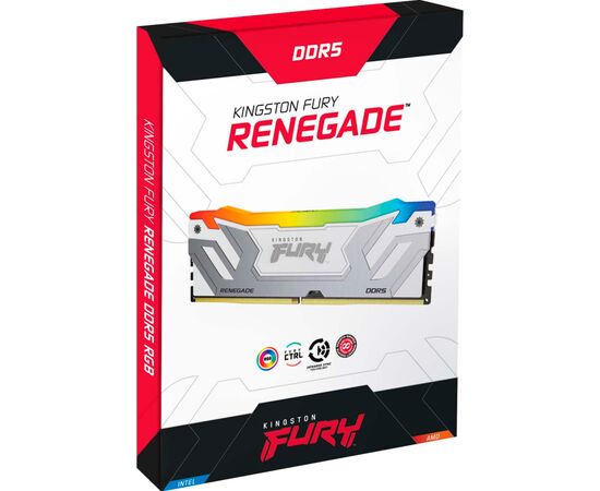 Модуль памяти для компьютера DDR5 48GB (2x24GB) 8400 MHz Renegade RGB White/Silver Kingston Fury (ex.HyperX) (KF584CU40RWAK2-48), изображение 5 Модуль памяти для компьютера DDR5 48GB (2x24GB) 8400 MHz Renegade RGB White/Silver Kingston Fury (ex.HyperX) (KF584CU40RWAK2-48), изображение 5