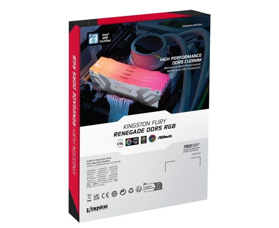 Модуль памяти для компьютера DDR5 48GB (2x24GB) 8400 MHz Renegade RGB White/Silver Kingston Fury (ex.HyperX) (KF584CU40RWAK2-48), изображение 6 Модуль памяти для компьютера DDR5 48GB (2x24GB) 8400 MHz Renegade RGB White/Silver Kingston Fury (ex.HyperX) (KF584CU40RWAK2-48), изображение 6