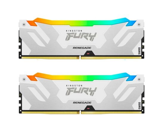 Модуль пам'яті для комп'ютера DDR5 48GB (2x24GB) 8400 MHz Renegade RGB White/Silver Kingston Fury (ex.HyperX) (KF584CU40RWAK2-48)