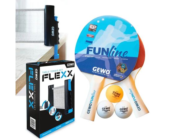 Комплект для настільного тенісу Gewo Double-Fun + сітка Flexx (103360000) (931293)