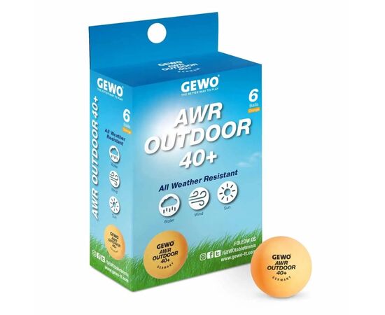 М'ячик для настільного теніса Gewo AWR Outdoor 40+ orange 6шт (96614200) (931308), зображення 2 М'ячик для настільного теніса Gewo AWR Outdoor 40+ orange 6шт (96614200) (931308), зображення 2