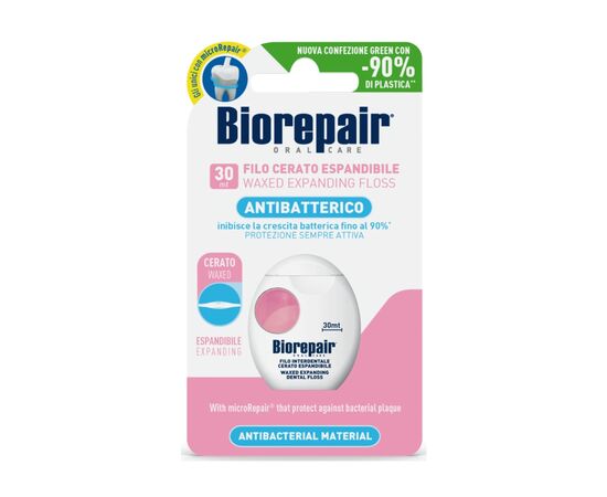 Зубна нитка Biorepair Захист ясен Розширювальна з гідроксиапатитом і гіалуроновою кислотою 30 м (8017331058244)
