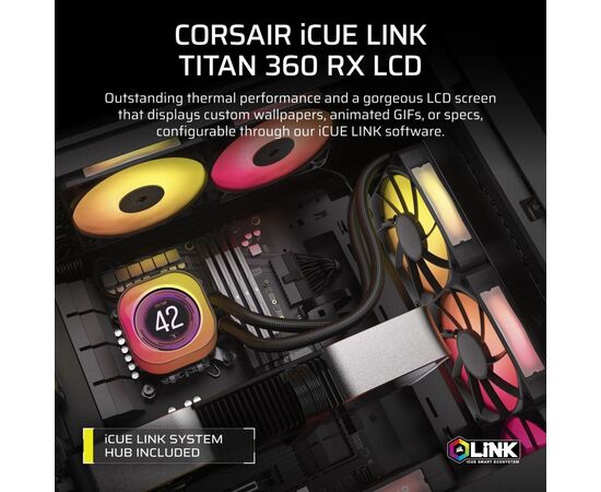 Система жидкостного охлаждения Corsair iCUE LINK TITAN 360 RX LCD (CW-9061023-WW), изображение 7 Система жидкостного охлаждения Corsair iCUE LINK TITAN 360 RX LCD (CW-9061023-WW), изображение 7