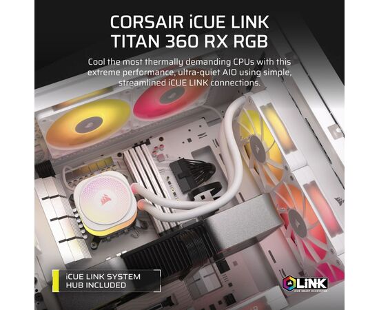 Система жидкостного охлаждения Corsair iCUE LINK TITAN 360 RX RGB White (CW-9061021-WW), изображение 6 Система жидкостного охлаждения Corsair iCUE LINK TITAN 360 RX RGB White (CW-9061021-WW), изображение 6