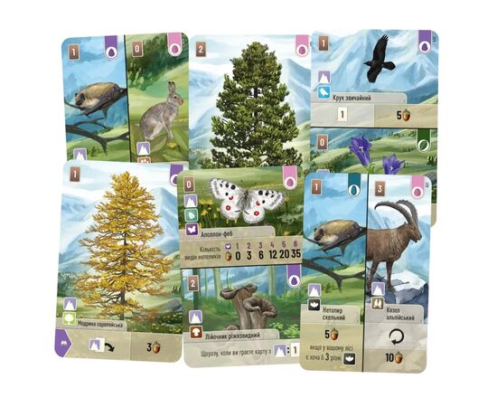 Настольная игра Lord of Boards Лесная суета. Альпы (Forest Shuffle: Alpine Expansion) (укр.) дополнение (LOB2405UA), изображение 2 Настольная игра Lord of Boards Лесная суета. Альпы (Forest Shuffle: Alpine Expansion) (укр.) дополнение (LOB2405UA), изображение 2