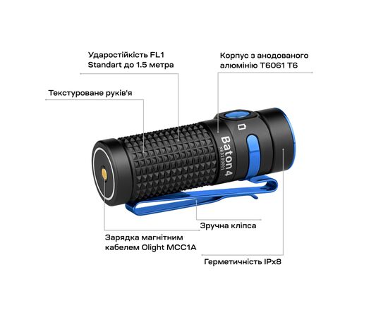 Фонарь Olight Baton 4 Black (0.0000.0792), изображение 12 Фонарь Olight Baton 4 Black (0.0000.0792), изображение 12