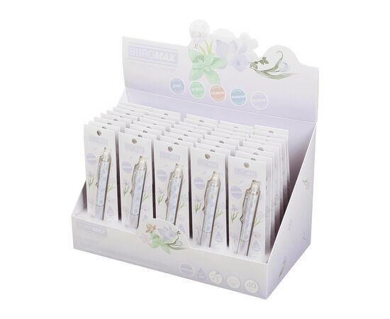 Ручка гелевая Buromax автоматическая BLOSSOM, 0.5 мм, ароматный грип, Шафран, синие чернила, в блистере (BM.8368-07), изображение 3