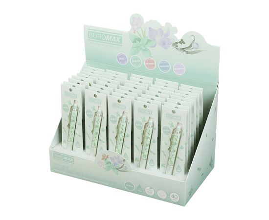 Ручка гелевая Buromax автоматическая BLOSSOM, 0.5 мм, ароматный грип, Мята, синие чернила, в блистере (BM.8368-38), изображение 3