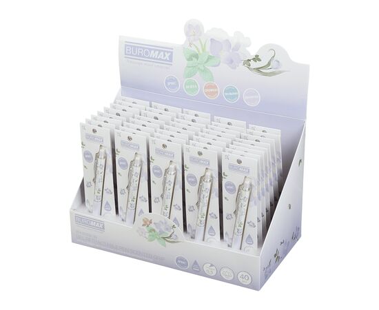 Ручка гелевая Buromax автоматическая BLOSSOM, 0.5 мм, ароматный грип, Ирис, синие чернила, в блистере (BM.8368-39), изображение 3 Ручка гелевая Buromax автоматическая BLOSSOM, 0.5 мм, ароматный грип, Ирис, синие чернила, в блистере (BM.8368-39), изображение 3