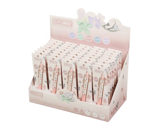 Ручка гелевая Buromax автоматическая BLOSSOM, 0.5 мм, ароматный грип, Роза, синие чернила, в блистере (BM.8368-43), изображение 3