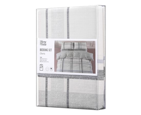 Постельное белье Ardesto Gloria сатин клетка, тауп евро 200х220 (ART2022CG), изображение 5