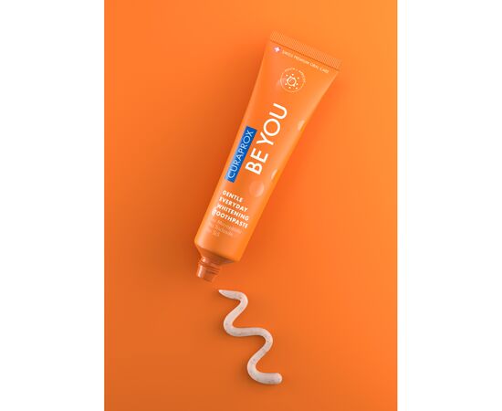 Зубная паста Curaprox Be You Отбеливающая Со вкусом персика и абрикоса с ментоловыми шариками 60 мл (7612412429503), изображение 4 Зубная паста Curaprox Be You Отбеливающая Со вкусом персика и абрикоса с ментоловыми шариками 60 мл (7612412429503), изображение 4