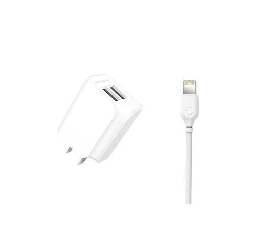Зарядний пристрій XO L35D 2USB / 2.1А + Lightning white (XO-L35-LGHT)